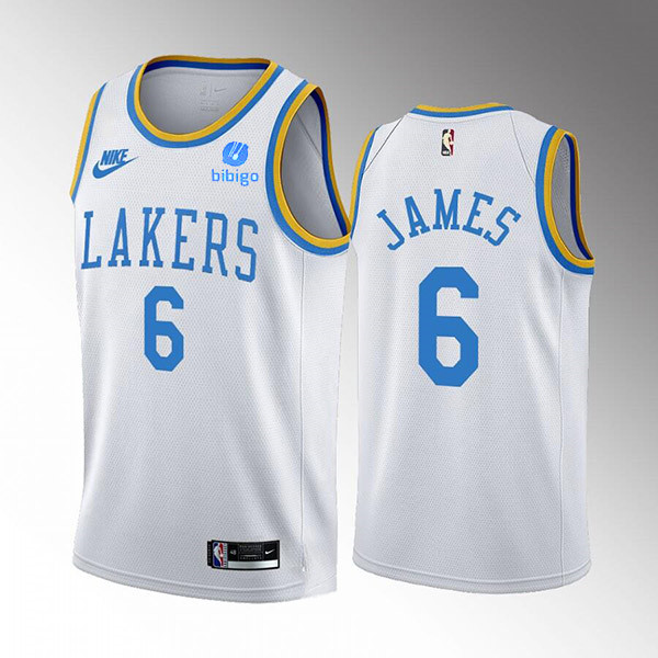 Men's Los Angeles Lakers #6 LeBron James 2022/23 White Classic Edition Stitched Basketball Jersey